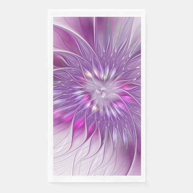 Servilleta De Papel Flor Púrpura Rosa Pasión Resumen Arte Fractal (Anverso)