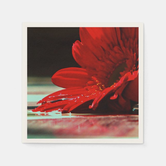 Servilleta De Papel Flor Red Daisy Gerbera (Anverso)