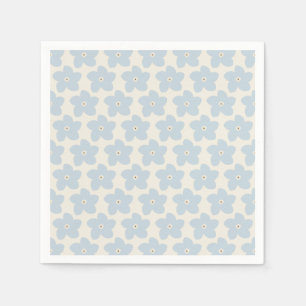 Servilleta De Papel Flor Retro Azul Claro y Crema