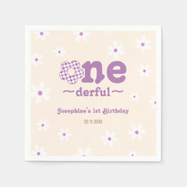 Servilleta De Papel Flor retro no es ella Onedefrul primer cumpleaños