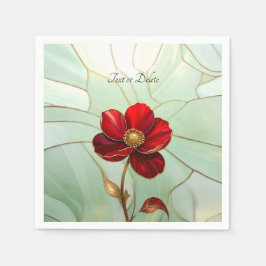 Servilleta De Papel Flor Roja de Vidrio Emplomado