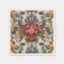 Servilleta De Papel Flor Roja Refinada Increíble y Flores Delgadas