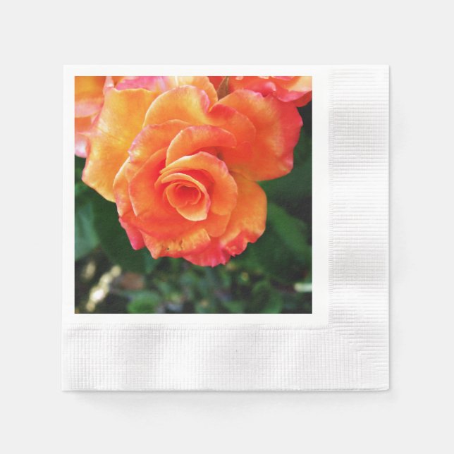 Servilleta De Papel flor rosa naranja (Anverso)