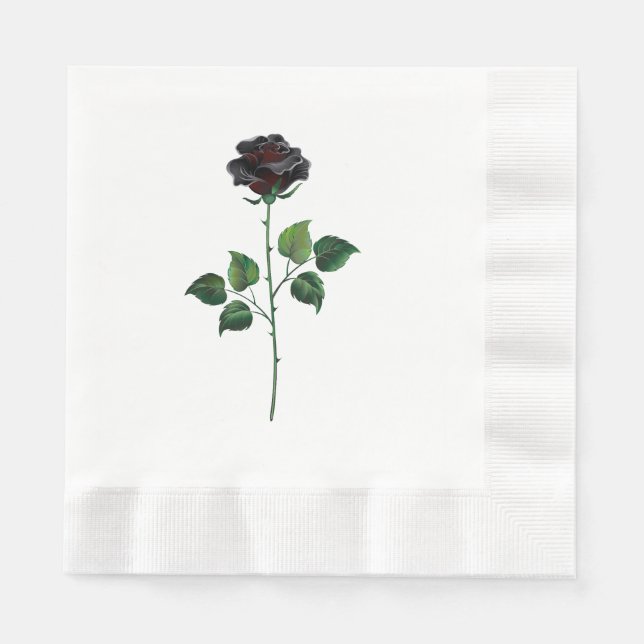 Servilleta De Papel Flor rosa negra (Anverso)