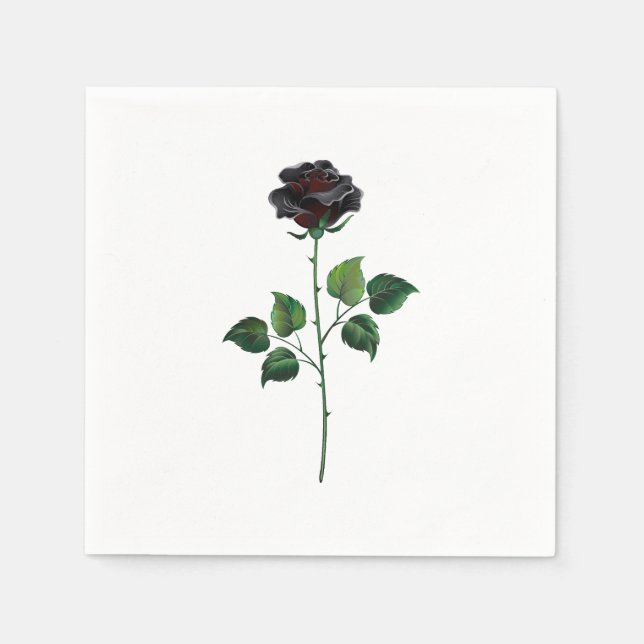 Servilleta De Papel Flor rosa negra (Anverso)