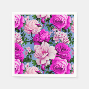 Servilleta De Papel Flor Rosa púrpura grande retro