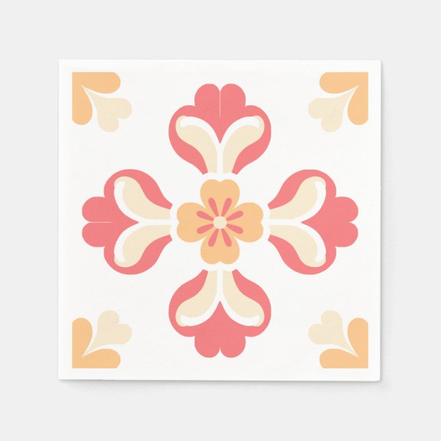 Servilleta De Papel Flor Rosa Rosa Peach (Anverso)