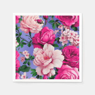 Servilleta De Papel Flor rosa rosada grande retro