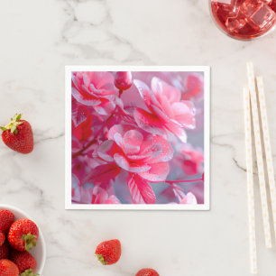 Servilleta De Papel Flor rosa Rubor Raindrop