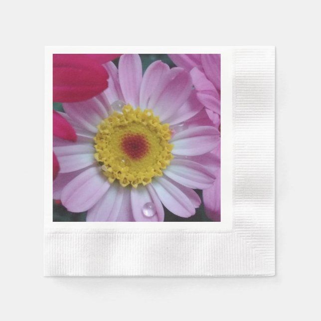 Servilleta De Papel Flor rosa y amarilla (Anverso)