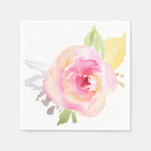 Servilleta De Papel Flor rosada de la acuarela