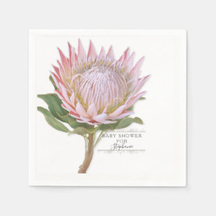 Servilleta De Papel Flor rosada floral moderna del Protea de Baby