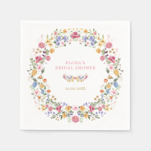 Servilleta De Papel Flor salvaje colorida Wreath Bridal Shower