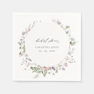 Servilleta De Papel Flor salvaje rosa Lilac Rubor Wreath Bridal Shower