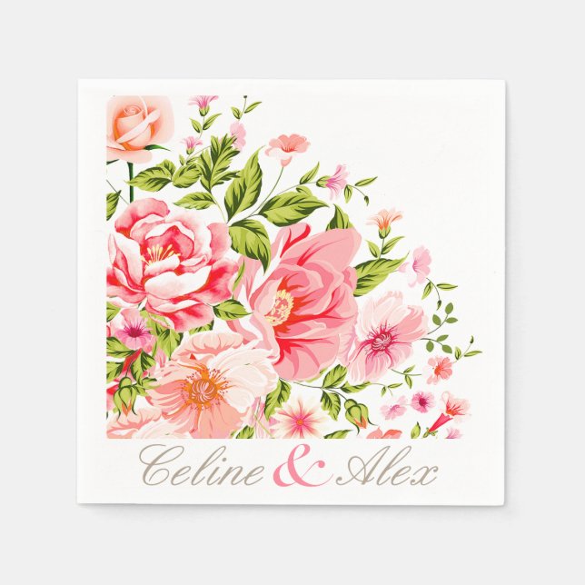 Servilleta De Papel Flor Shower Bouquet | rosa bebé (Anverso)