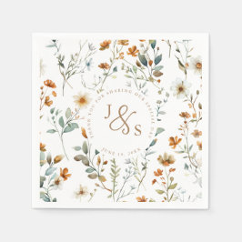 Servilleta De Papel Flor silvestre acuarela Boho boda