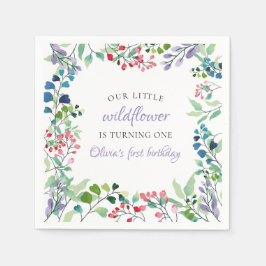 Servilleta De Papel Flor silvestre acuarela floral primer cumpleaños