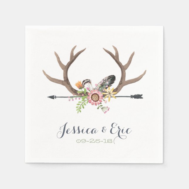 Servilleta De Papel Flor silvestre Arrow y Antlers (Anverso)