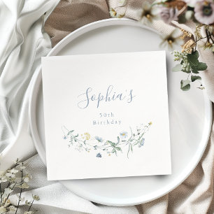 Servilleta De Papel Flor silvestre azul polvoriento rústico boho cumpl