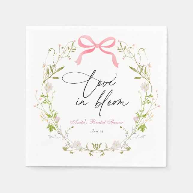 Servilleta De Papel Flor silvestre Bloom Bridal Shower Napkins (Anverso)