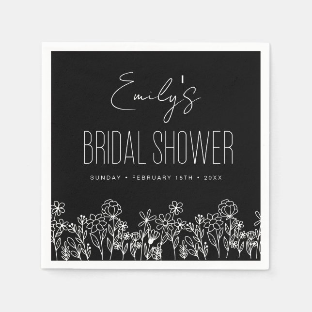 Servilleta De Papel Flor silvestre Boho Bridal Shower Floral (Anverso)