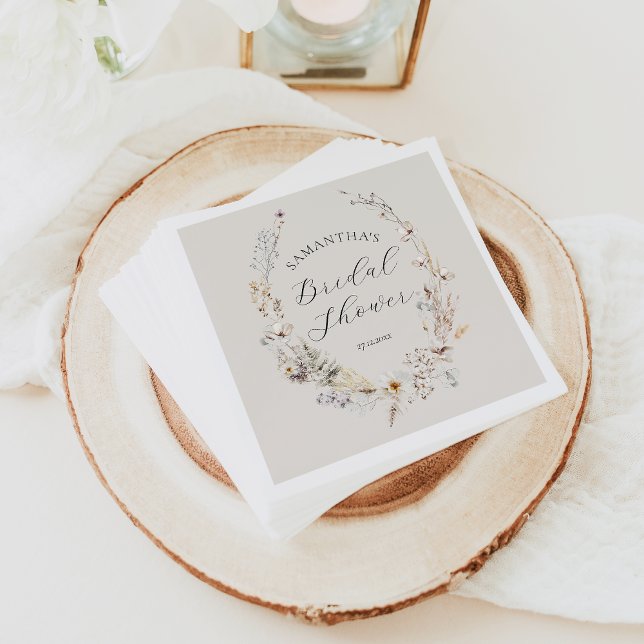 Servilleta De Papel Flor silvestre Boho Rustic Elegtic Bridal Shower (Subido por el creador)