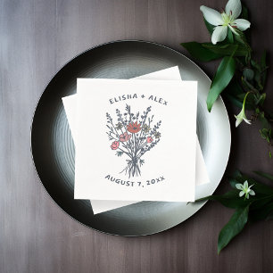 Servilleta De Papel Flor silvestre Bouquet Rustic Whimsical Boda Bloom