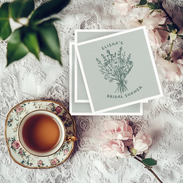 Servilleta De Papel Flor silvestre Bouquet Rustic Whimsical Bridal Sho (Wildflower Bouquet Rustic Whimsical Bridal Shower Sage CUSTOM Napkins
)