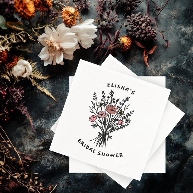 Servilleta De Papel Flor silvestre Bouquet Rustic Whimsical Bridal Sho (Wildflower Bouquet Rustic Whimsical Bridal Shower Napkins
)