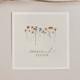 Servilleta De Papel Flor silvestre colorida | Napkins Boda Beige