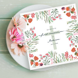 Servilleta De Papel Flor silvestre colorida Primera Comunión Santa