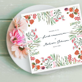 Servilleta De Papel Flor silvestre colorida Primera Comunión Santa