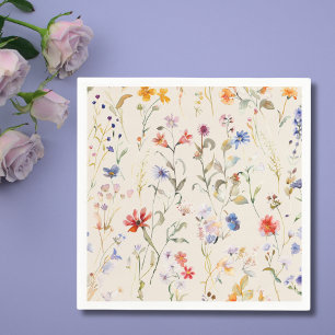 Servilleta De Papel Flor silvestre de acuarela Boho Colour