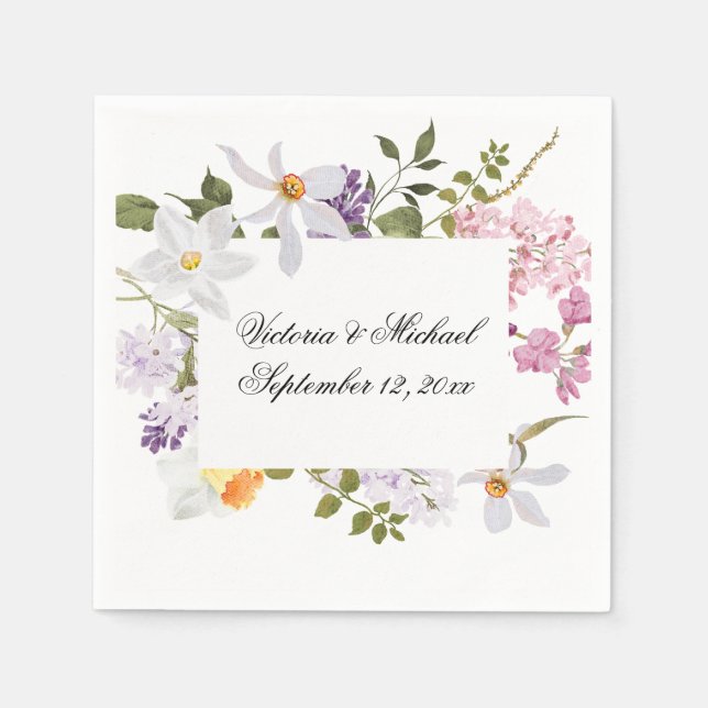 Servilleta De Papel Flor silvestre Floral Acuarela Floral Napkins Flor (Anverso)