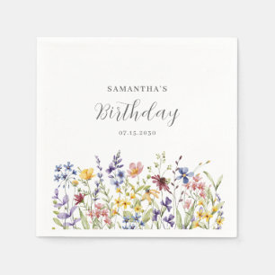 Servilleta De Papel Flor silvestre Floral Meadow Acuarela Cumpleaños