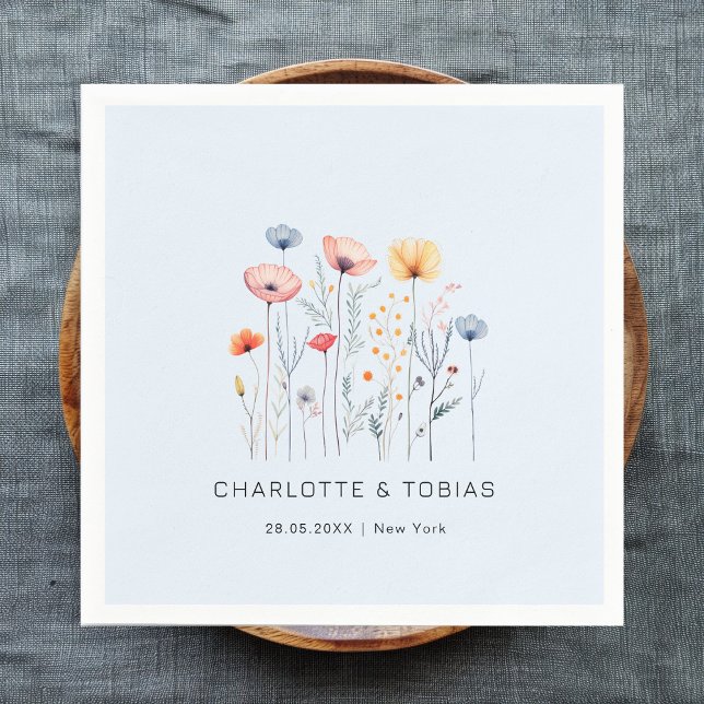 Servilleta De Papel Flor silvestre fresca | Boda azul claro (Subido por el creador)