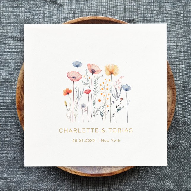 Servilleta De Papel Flor silvestre fresca | Boda blanco (Subido por el creador)