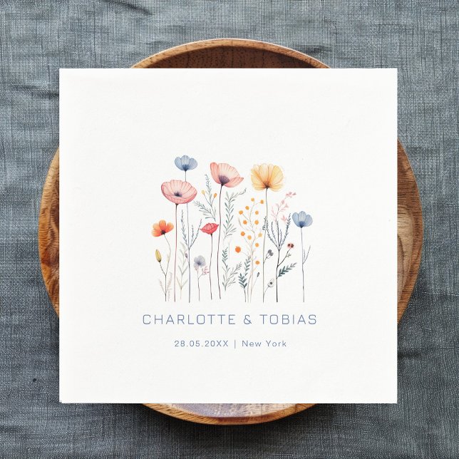 Servilleta De Papel Flor silvestre fresca | Boda blanco (Subido por el creador)