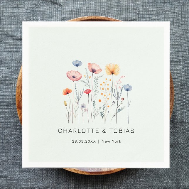 Servilleta De Papel Flor silvestre fresca | Boda verde claro (Subido por el creador)