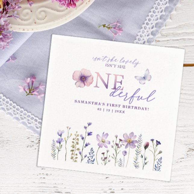 Servilleta De Papel Flor silvestre Maravillosa Napkins Fiesta de cumpl (Wildflower 1st birthday napkins)