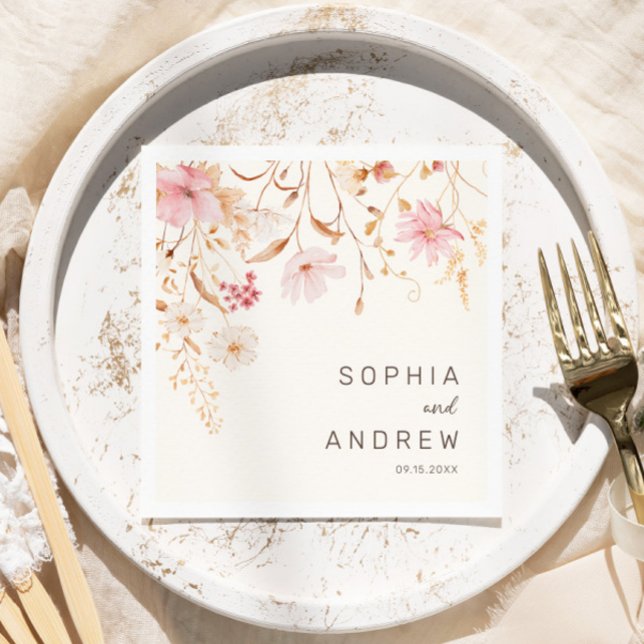 Servilleta De Papel Flor silvestre moderna | Boda Jardín Botánico (Subido por el creador)