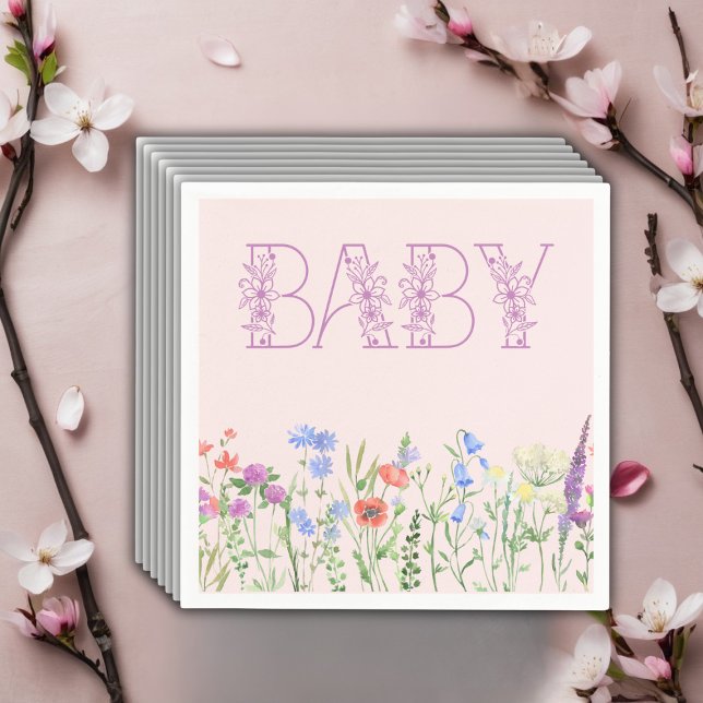 Servilleta De Papel Flor silvestre morado bebé floral monograma Baby S (Subido por el creador)