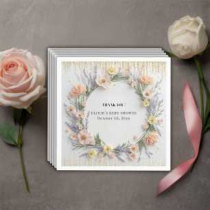 Servilleta De Papel Flor silvestre preso de oro en Baby Shower en Bloo