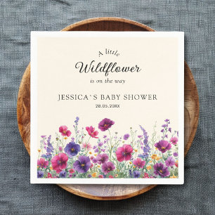 Servilleta De Papel Flor silvestre, toallas Baby Shower moradas-rosada