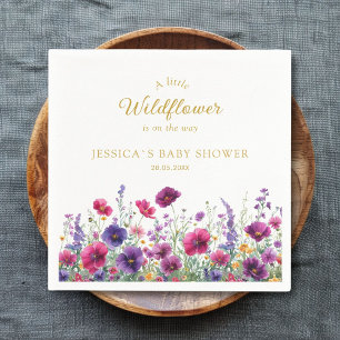 Servilleta De Papel Flor silvestre, toallas Baby Shower moradas-rosada