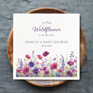 Servilleta De Papel Flor silvestre, toallas Baby Shower moradas-rosada