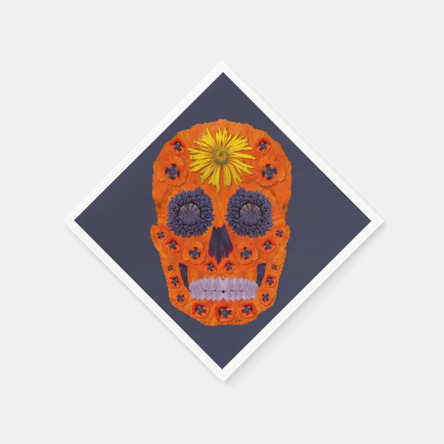 Servilleta De Papel Flor Skull 1 (Borde)