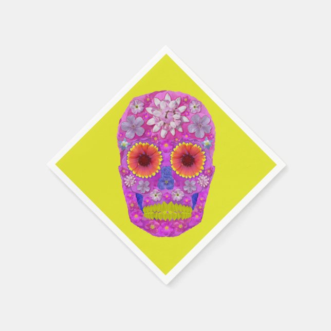 Servilleta De Papel Flor Skull 2 (Borde)