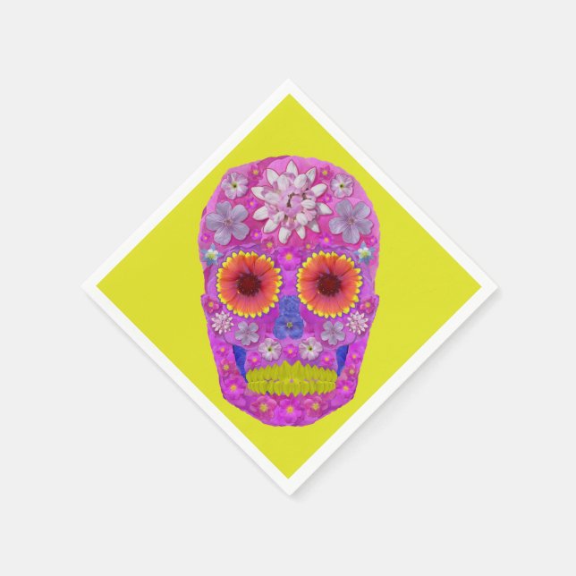 Servilleta De Papel Flor Skull 2 (Borde)