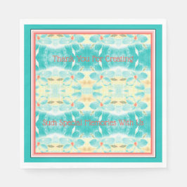 Servilleta De Papel Flor turquesa con estampado